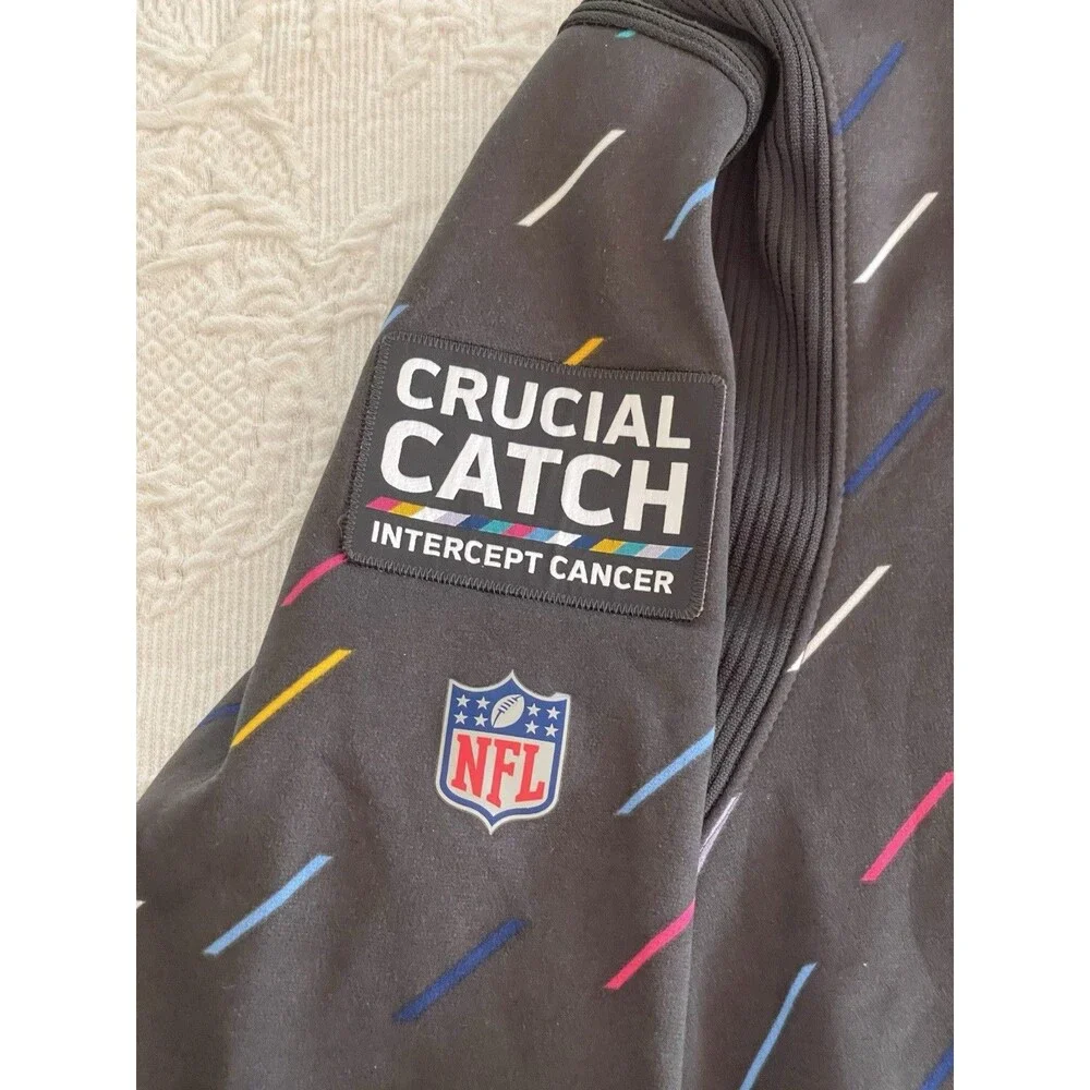 Nike Kansas City Chiefs Crucial Catch Hoodie Dri-Fit Gray Cancer Awareness Sz XL